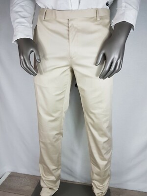 DKNY Mens Trousers Dress Pants Cream Beige Tailored Length W38 Regular Fit