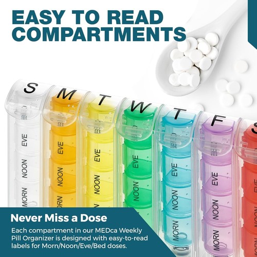 New Daily Pill Box Weekly Organizer Case Medicine Storage Travel Holder 7 Day - Picture 4 of 8
