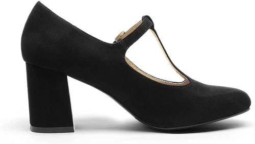 Women Wedding Mary Jane Pumps Close Toe Low Chunky Heel Pump Shoes - Picture 5 of 17
