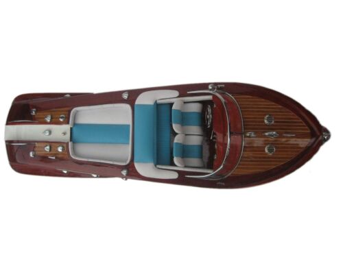 Quality Wooden Speed Boat 20" Wood Model Boat L50 Handmade Italian Speed Boat - Afbeelding 1 van 7