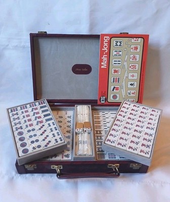 Anne Carlton Mahjong Set 148 Bambus Rückenfliese Smart Rot Koffer Mah Jongg NEU