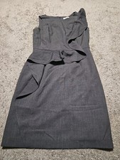 Calvin Klein Womens Gray Ruffle Dress Size 8
