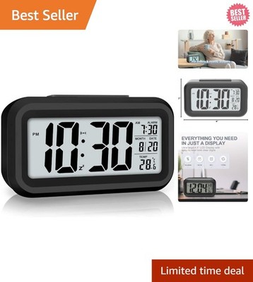 Elegant 4.5'' Tabletop Alarm Clock with Night Light & Temperature for Home Office
