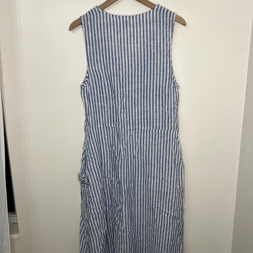 Faherty Margaux Dress In Low Tide Stripe Maxi Dress Women's Size XL 100% Linen - Picture 6 of 10