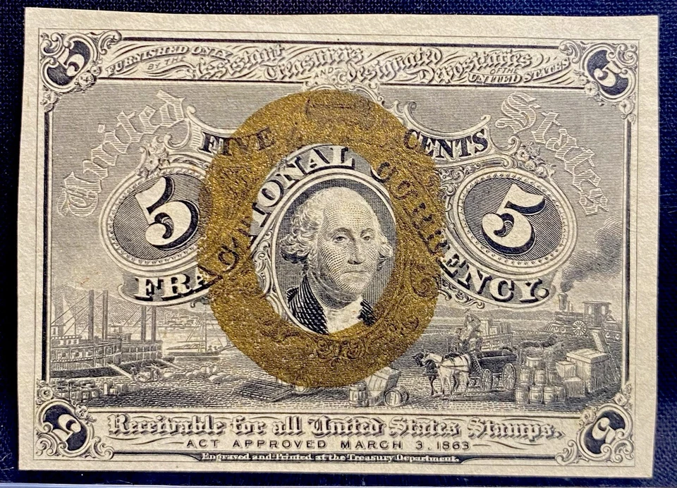 1863 Second Issue 5 Cents Union Fractional Currency FR#1233 Civil War, PCGS XF45 - Image 3 of 4