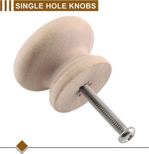20 Pcs Wood Unfinished Drawer Knobs Mushroom Shape Furniture Cabinet Knobs Pu...