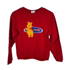 Disney Store Winnie the Pooh Red Fleece Sweatshirt Kids Large Pooh Bear Cute