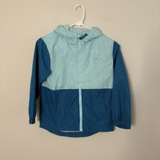 Eddie Bauer Kids XS 5/6 Rain Coat Windbreaker Jacket Spring Blue N6