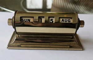 Vintage Park Sherman Brass Perpetual Desk Calendar Springfield IL Mid Century