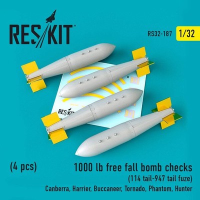 ResKit RS32-0187 1:32 1000 lb Free Fall Bomb Checks (4 Stück)