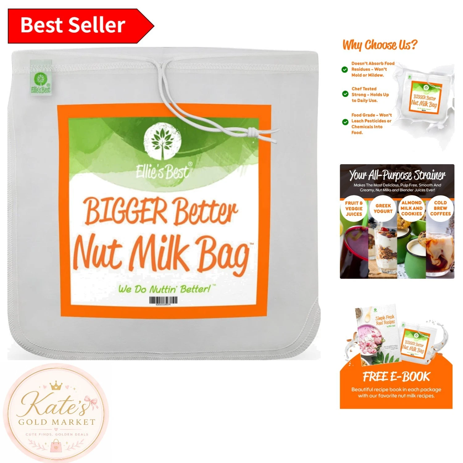 Pro Quality XL Nut Milk Bag - Strong Durable Nylon Strainer for Juices & Milks