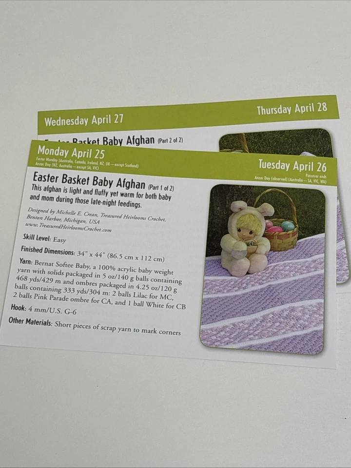 Easter Basket Baby Afghan Crochet Pattern Cards Pages - Image 3 of 3