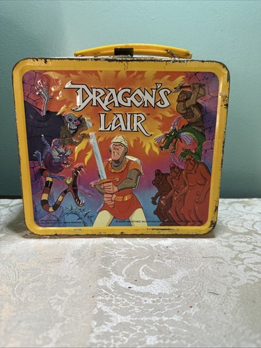 Vintage 1983 ~ Dragon's Lair ~ Aladdin Metal Lunch Box No Thermos 🐉☠️