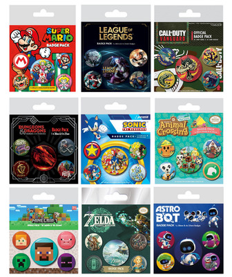 5 Stück Button Badge Pack - Original Gaming Badges Mario Sonic Zelda Call Of Duty