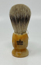 Omega Fine Badger Shaving Brush with Faceted Variegated Butterscotch Handle NWOB