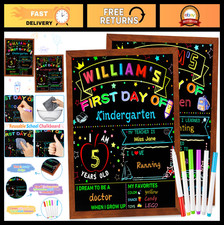 Double-Sided First Last Day of School Sign - 14"x11" Reusable Dry Erase Board