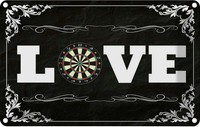 Blechschild 12X18 Cm Love Darts Sport Hobby Deko Geschenk Metall Schild