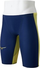 Mizuno GX SONIC ROYAL SF Half-Spats Racing Swimsuit Size L Navy Yellow Freeship