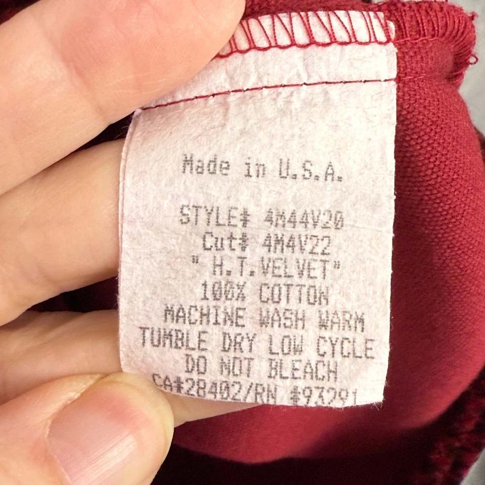 VTG True Grit Burgundy Red Houndstooth Heavy Velvet Button Up Shirt Mens XL - Image 4 of 4