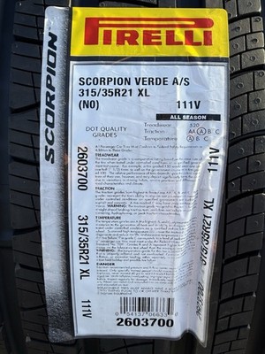 ONE BRAND NEW 315/35R21 111V Pirelli Scorpion Verde A/S All Season