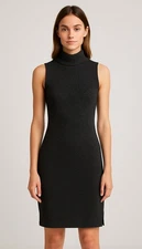 House of Harlow 1960 Sleeveless Knit Bodycon Midi Dress Black Silver Size Small