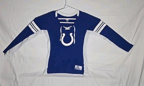 Majestic Indianapolis Colts Damen Langarm V-Ausschnitt Shirt mit Kordelzug Medium