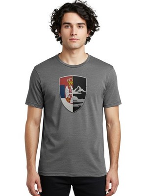 Shield-With-Eagle-And-Mountain Mens Graphic Tee, 100% Cotton, Casual Summer Wear