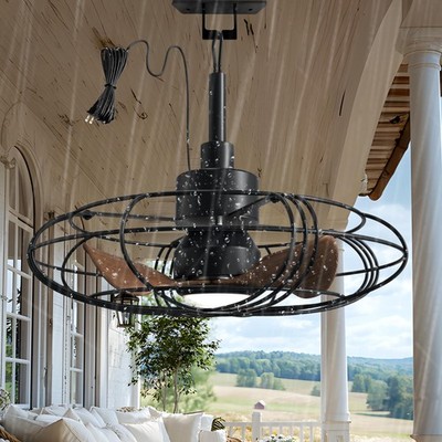 Outdoor Ceiling Fan with Lights, Remote, Wall Switch Control, IP55 Waterproof...