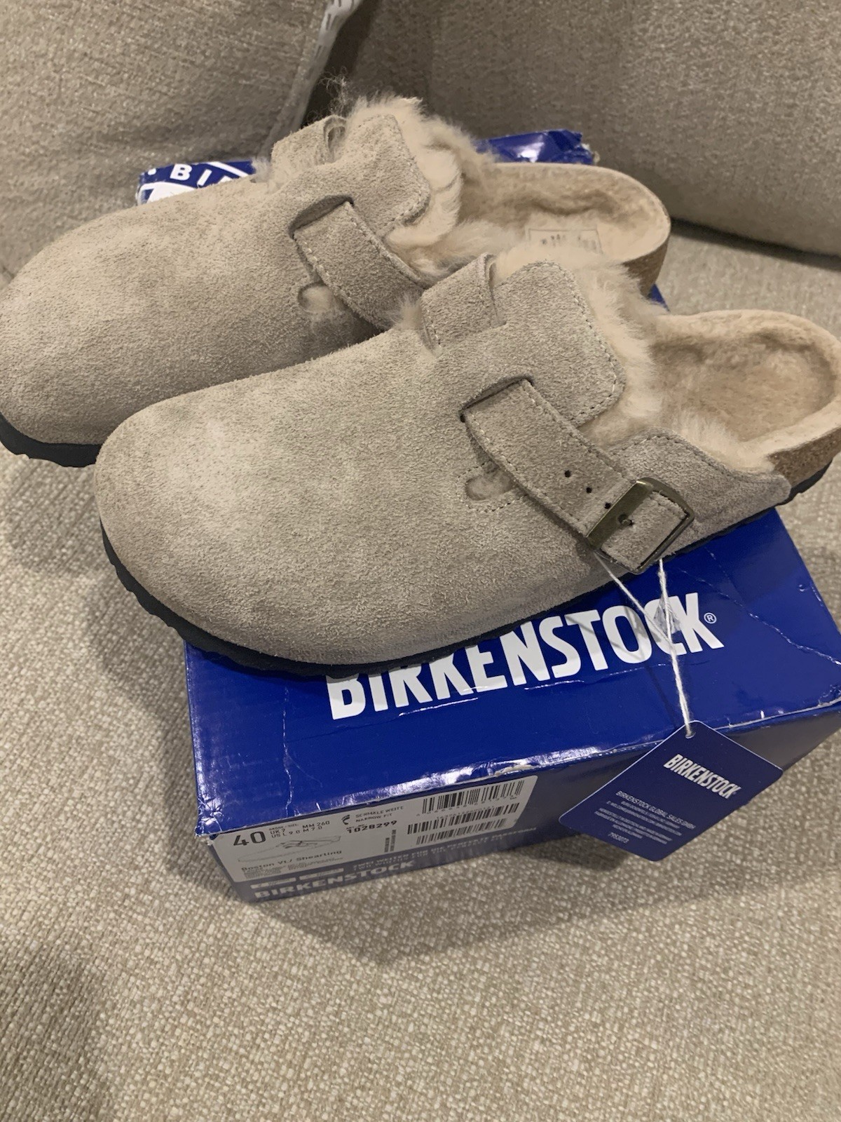Birkenstock Boston Shearling Mink Women's Clog Casual, Size 9 - Taupe