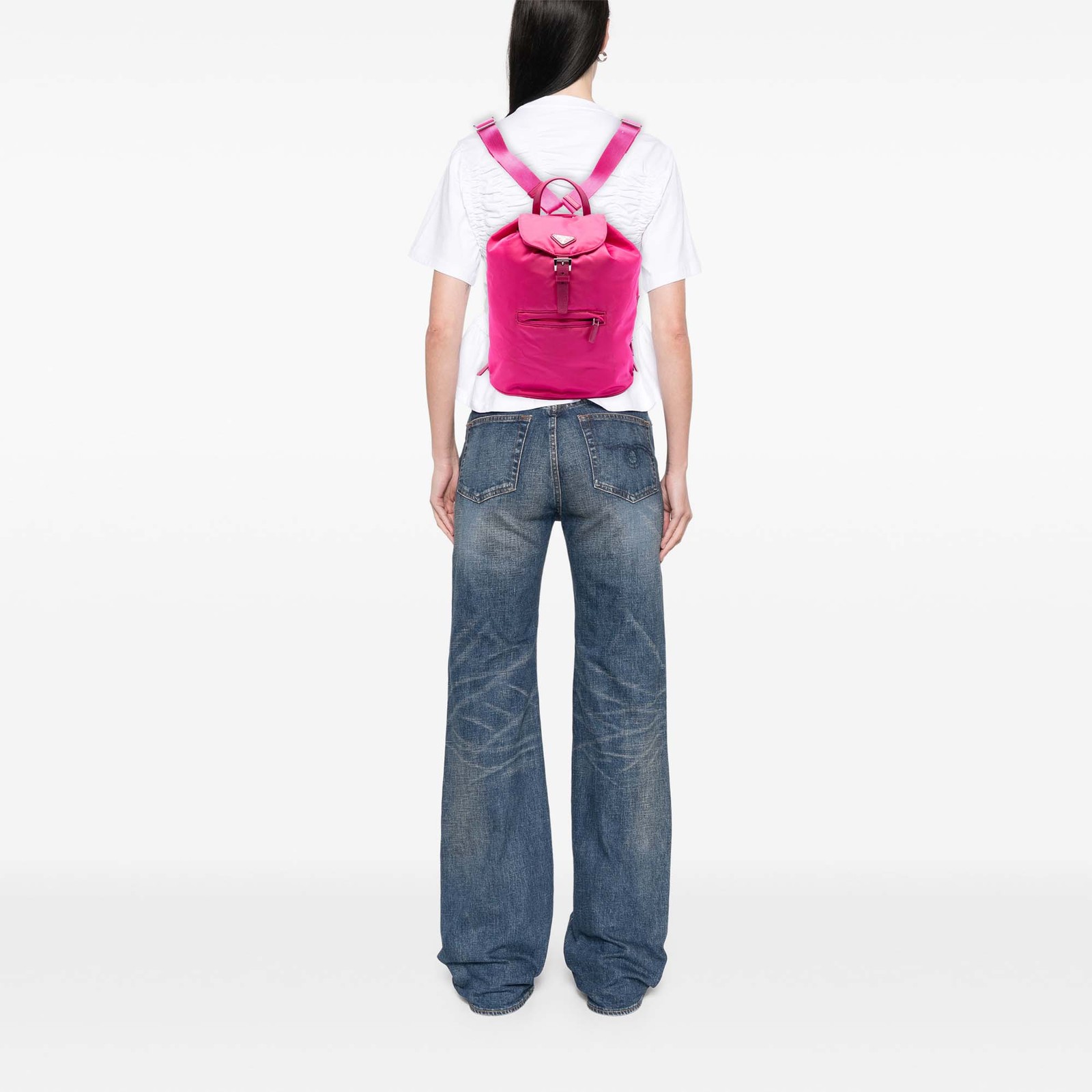 Authenticated Prada Tessuto Drawstring Hot Pink Nylon Fabric Backpack thumbnail 7