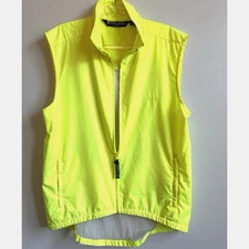 Men’s XL Cycling VEST Neon Yellow Full Zip Polyester Performance Jacket Biking