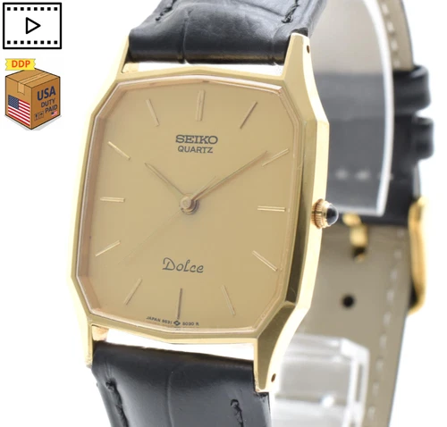 Vintage 1986 [Near MINT] SEIKO Dolce 9531-5030 Gold 26mm Mens Quartz Watch JAPAN