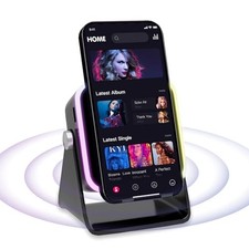 Wireless Induction Speaker 5-in-1 Bluetooth Speaker with Phone Holder, Black