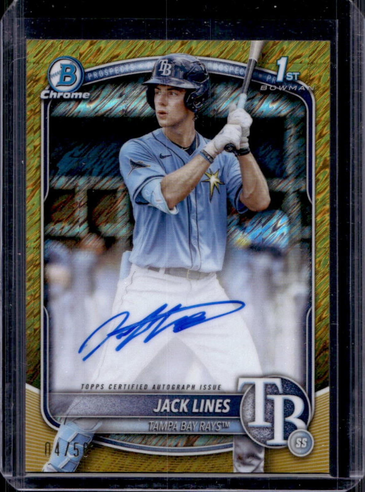 2025 Bowman Jack Lines Chrome Auto Gold Shimmer Refractor 1st #/50 Rays