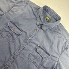 Eddie Bauer Men Tall 3XL Blue Short Sleeve Button Down Cotton Twill Casual Shirt