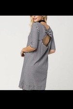 Free People Women’s Frenchie T-Shirt Dress Medium Striped Preppy Coastal Cut Out