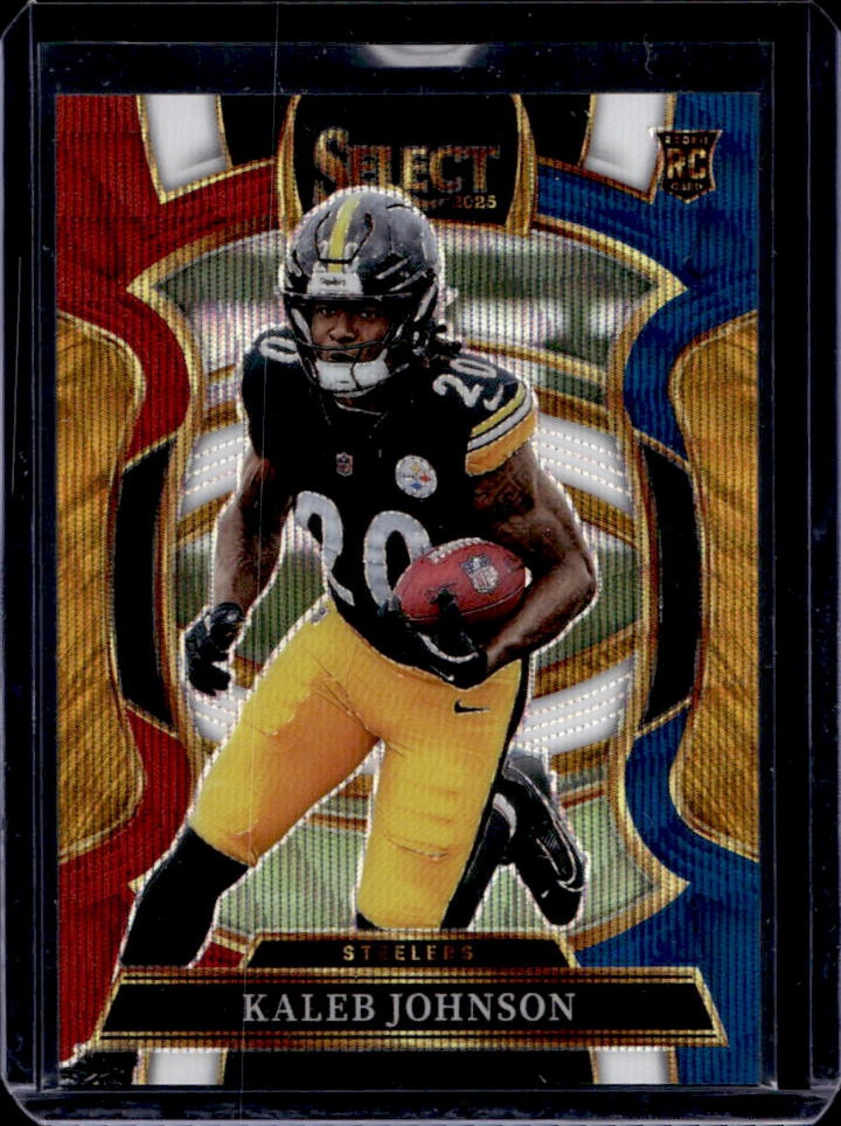 2025 Panini Select Kaleb Johnson Concourse RC Tri-Color Prizm #/399 Steelers