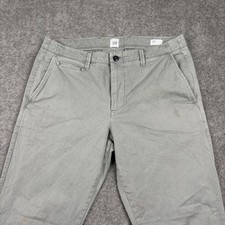 Gap Chino Pants Mens 34x32 Slim Fit Gray Flat Front Casual Trousers Straight Leg
