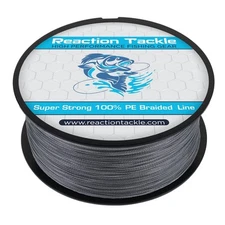 Reaction Tackle Braided Fishing Line Gray 15LB 500yd
