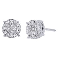 14K WeißGold Princess-Diamant Kreis Ohrstecker Soleil Sammlung Ohrringe 0.25 CT