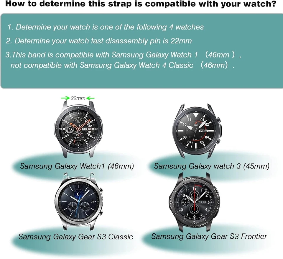 HSWAI Compatible con Reloj Samsung Galaxy 46mm Bandas/Engranaje S3 01#negro Foto 3 de 4