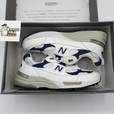 New Balance 992 Made in USA White Navy NB M992EC Size 9.5 | eBay