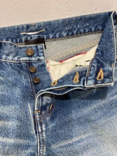 Jeans paisley SAINT LAURENT taglio stivali orlo grezzo invecchiato taglia 27 Inde 551339 Y962T