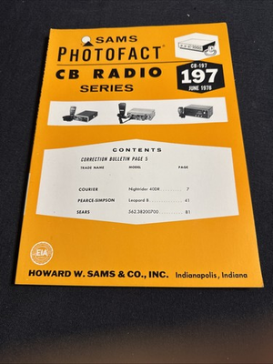 #ad SAMS Photofact CB Radio Series Manual CB 197 June 1978 $5.99