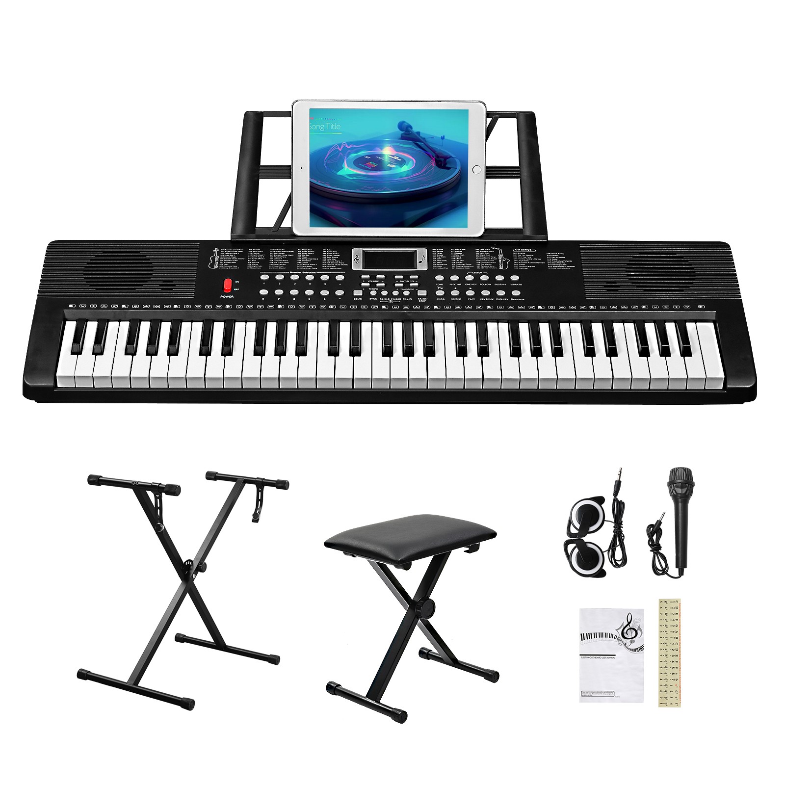 GEP-203 BD-665 61 Key Single X-shaped Bracket piano Bench Black Electronic Piano