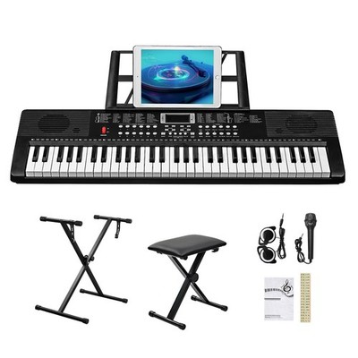 GEP-203 BD-665 61 Key Single X-shaped Bracket+piano Bench Black Electronic Piano