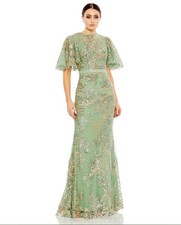 Mac Duggal 20438 Flutter Sleeve Embroidered Dress SIZE 16 $898 In SAGE