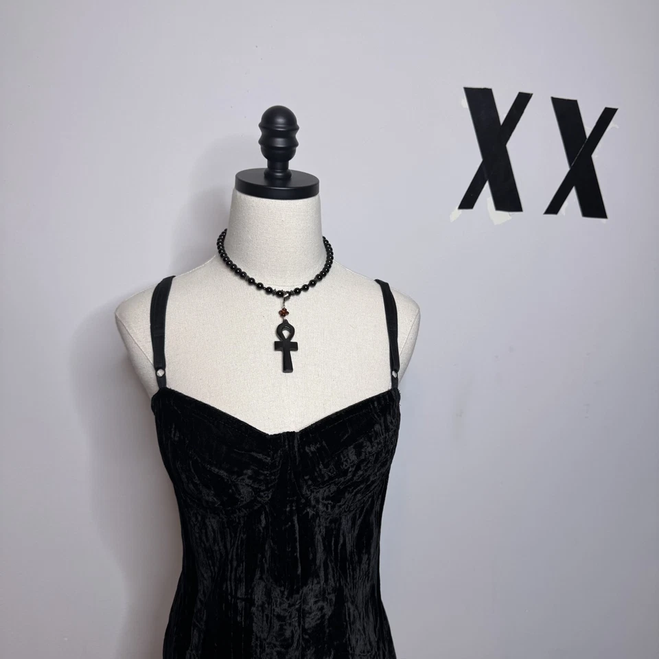 Mini Vestido De Colección TRIPP NYC Terciopelo Negro Club Gótico Original Etiqueta Rocket RARO S Foto 2 de 4