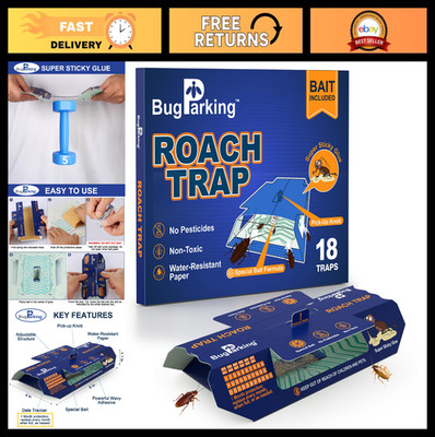 Indoor Sticky Roach Traps - 18 Pack Cockroach Glue Traps for Home Pest Control
