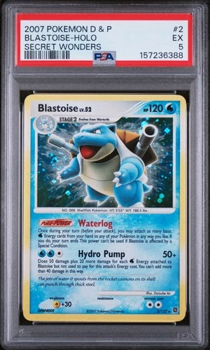 2007 POKEMON DIAMOND & PEARL SECRET WONDERS #2 BLASTOISE-HOLO PSA 5